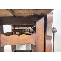 PICCOLO TAVOLO FALEGNAME BANCO LAVORO LEGNO ROVERE 1800 MORSA A VITE EPOCA WORK