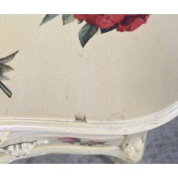 ANTICA COPPIA COMODINI FAGIOLO 1900 LEGNO LACCATO BIANCO FIORI DIPINTO