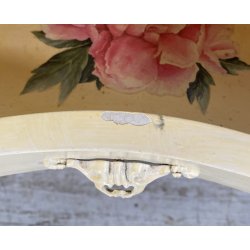 ANTICA COPPIA COMODINI FAGIOLO 1900 LEGNO LACCATO BIANCO FIORI DIPINTO