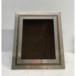 CORNICE DA APPOGGIO PORTA FOTO METALLO ARGENTATO OTTONE VINTAGE DESIGN ANNI 70
