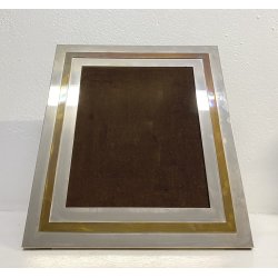 CORNICE DA APPOGGIO PORTA FOTO METALLO ARGENTATO OTTONE VINTAGE DESIGN ANNI 70