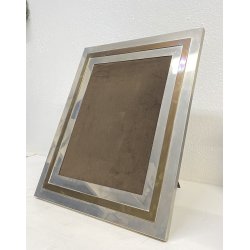 CORNICE DA APPOGGIO PORTA FOTO METALLO ARGENTATO OTTONE VINTAGE DESIGN ANNI 70