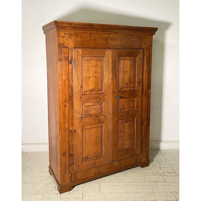 ANTICO PICCOLO ARMADIO GUARDAROBA RUSTICO 1800 LEGNO ABETE 2 ANTE OLD