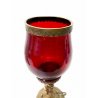 ANTICA COPPA VINO VETRO RUBINO OTTONE CALICE VASO BICCHIERE CHIESA EPOCA 1700