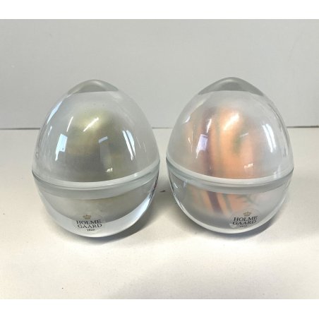 coppia PORTA UOVA vetro satinato HOLMEGAARD serie 1825 egg cup GO MORGEN design