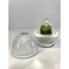 coppia PORTA UOVA vetro satinato HOLMEGAARD serie 1825 egg cup GO MORGEN design