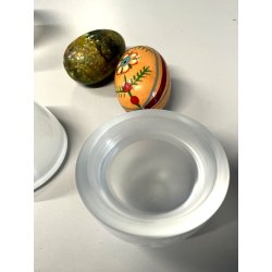 coppia PORTA UOVA vetro satinato HOLMEGAARD serie 1825 egg cup GO MORGEN design