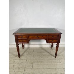 ANTICA SCRIVANIA SCRITTOIO LEGNO NOCE EPOCA '800 PELLE CASSETTI TAVOLO STUDIO