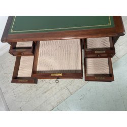 ANTICA SCRIVANIA SCRITTOIO LEGNO NOCE EPOCA '800 PELLE CASSETTI TAVOLO STUDIO