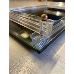 VASSOIO VETRO SPECCHIATO ASTE IN VETRO DECORO FOGLIATO MOLATO BAR o VANITY TRAY