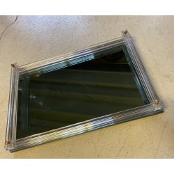 VASSOIO VETRO SPECCHIATO ASTE IN VETRO DECORO FOGLIATO MOLATO BAR o VANITY TRAY