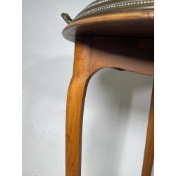 ANTICO TRESPOLO ESPOSITORE LEGNO NOCE OTTONE VASSOIO DIPINTO FLOREALE EPOCA '900