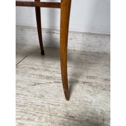 ANTICO TRESPOLO ESPOSITORE LEGNO NOCE OTTONE VASSOIO DIPINTO FLOREALE EPOCA '900