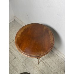ANTICO TRESPOLO ESPOSITORE LEGNO NOCE OTTONE VASSOIO DIPINTO FLOREALE EPOCA '900