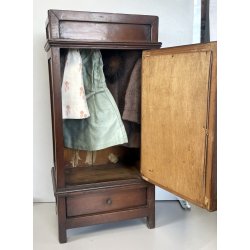 antico ARMADIO in MINIATURA gioco BAMBOLA h 44,5 LEGNO ciliegio MODELLINO 1900