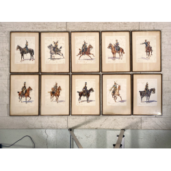 LOTTO 10 ACQUERELLO A. Cervi CAVALLERIA MILITARE UNIFORMI UFFICIALI CAVALLO