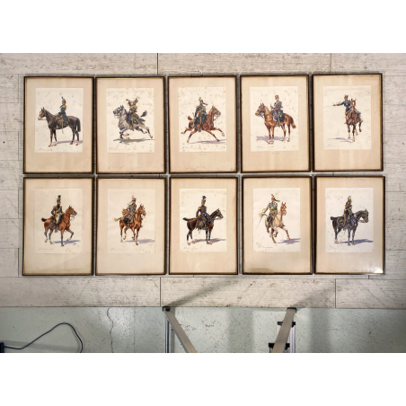 LOTTO 10 ACQUERELLO A. Cervi CAVALLERIA MILITARE UNIFORMI UFFICIALI CAVALLO