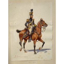 LOTTO 10 ACQUERELLO A. Cervi CAVALLERIA MILITARE UNIFORMI UFFICIALI CAVALLO