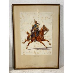 LOTTO 10 ACQUERELLO A. Cervi CAVALLERIA MILITARE UNIFORMI UFFICIALI CAVALLO