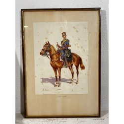 LOTTO 10 ACQUERELLO A. Cervi CAVALLERIA MILITARE UNIFORMI UFFICIALI CAVALLO