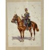 LOTTO 10 ACQUERELLO A. Cervi CAVALLERIA MILITARE UNIFORMI UFFICIALI CAVALLO