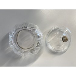 ANTICA SCATOLA COPERCHIO ARGENTO POTICHE Cristallo MOLATO CRISTAL VANITY BOX