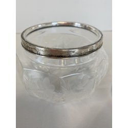 ANTICA SCATOLA COPERCHIO ARGENTO POTICHE Cristallo MOLATO CRISTAL VANITY BOX