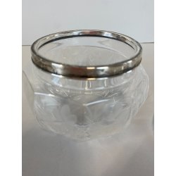 ANTICA SCATOLA COPERCHIO ARGENTO POTICHE Cristallo MOLATO CRISTAL VANITY BOX