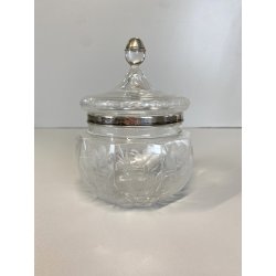ANTICA SCATOLA COPERCHIO ARGENTO POTICHE Cristallo MOLATO CRISTAL VANITY BOX