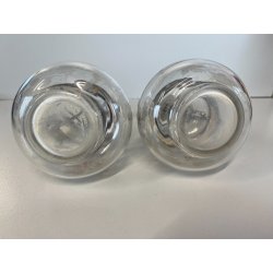 ANTICA COPPIA VERSATOIO AMPOLLA BOCCA METALLO ARGENTATO DECORO FOGLIATO 19 cm/h