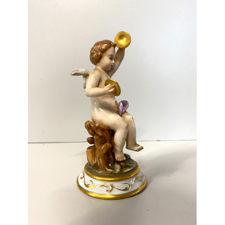 SCULTURA FIGURA PUTTO Musicante PORCELLANA CAPODIMONTE CHERUBINO AGIOLETTO
