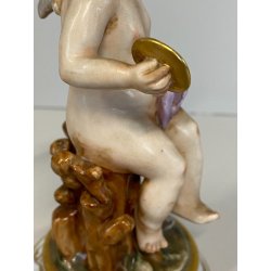 SCULTURA FIGURA PUTTO Musicante PORCELLANA CAPODIMONTE CHERUBINO AGIOLETTO