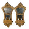 ANTICA COPPIA SPECCHIERA BAROCCO LEGNO EPOCA 600 FOGLIA ORO LUME LAMPADA DA MURO