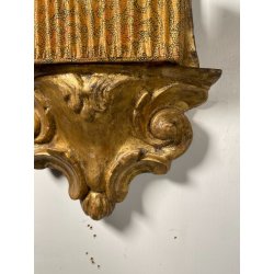 ANTICA COPPIA SPECCHIERA BAROCCO LEGNO EPOCA 600 FOGLIA ORO LUME LAMPADA DA MURO