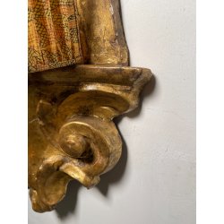 ANTICA COPPIA SPECCHIERA BAROCCO LEGNO EPOCA 600 FOGLIA ORO LUME LAMPADA DA MURO