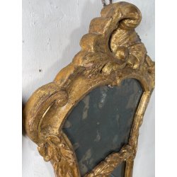 ANTICA COPPIA SPECCHIERA BAROCCO LEGNO EPOCA 600 FOGLIA ORO LUME LAMPADA DA MURO