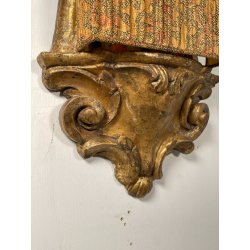 ANTICA COPPIA SPECCHIERA BAROCCO LEGNO EPOCA 600 FOGLIA ORO LUME LAMPADA DA MURO