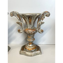 ANTICA coppia PORTAPALME legno FOGLIA ARGENTO '700 VASI D’ ALTARE CHIESA