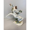 FIGURA STATUINA PORCELLANA Capodimonte Primavera BALLERINA GHIRLANDA FIORI  17cm