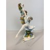 FIGURA STATUINA PORCELLANA Capodimonte Primavera BALLERINA GHIRLANDA FIORI  17cm