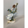 FIGURA STATUINA PORCELLANA Capodimonte Primavera BALLERINA GHIRLANDA FIORI  17cm