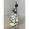 FIGURA STATUINA PORCELLANA Capodimonte Primavera BALLERINA GHIRLANDA FIORI  17cm