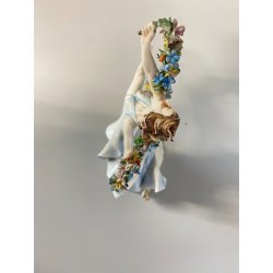 FIGURA STATUINA PORCELLANA Capodimonte Primavera BALLERINA GHIRLANDA FIORI  17cm