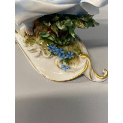 FIGURA STATUINA PORCELLANA Capodimonte Primavera BALLERINA GHIRLANDA FIORI  17cm