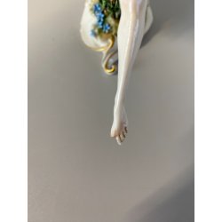 FIGURA STATUINA PORCELLANA Capodimonte Primavera BALLERINA GHIRLANDA FIORI  17cm