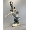 FIGURA STATUINA PORCELLANA Capodimonte Primavera BALLERINA GHIRLANDA FIORI  17cm