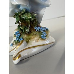 FIGURA STATUINA PORCELLANA Capodimonte Primavera BALLERINA GHIRLANDA FIORI  17cm
