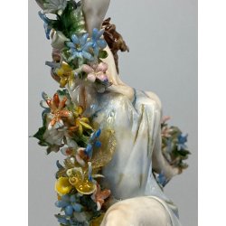 FIGURA STATUINA PORCELLANA Capodimonte Primavera BALLERINA GHIRLANDA FIORI  17cm