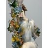 FIGURA STATUINA PORCELLANA Capodimonte Primavera BALLERINA GHIRLANDA FIORI  17cm
