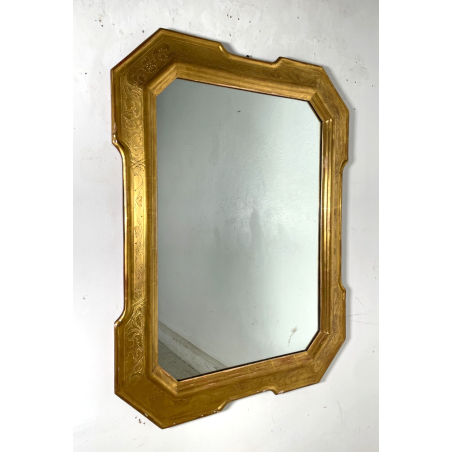 ANTICA GRANDE SPECCHIERA VASSOIO CORNICE DORATA 1800 SPECCHIO LEGNO FOGLIA ORO